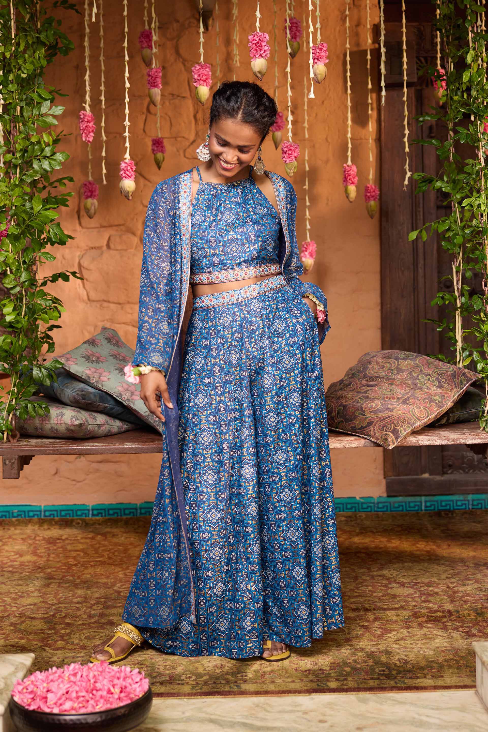 Neela Aftaab Co-ord Set, Blue, image 3